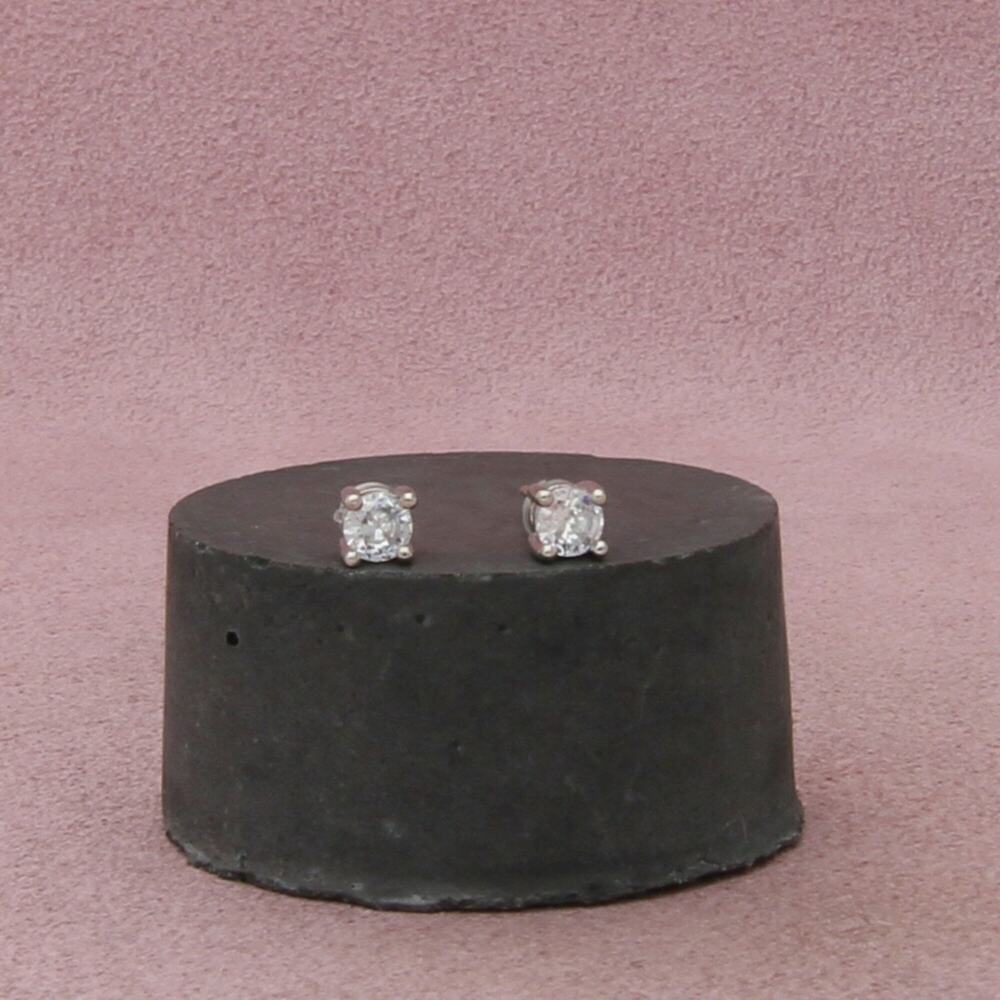 sterling silver round-cut cz stud earrings